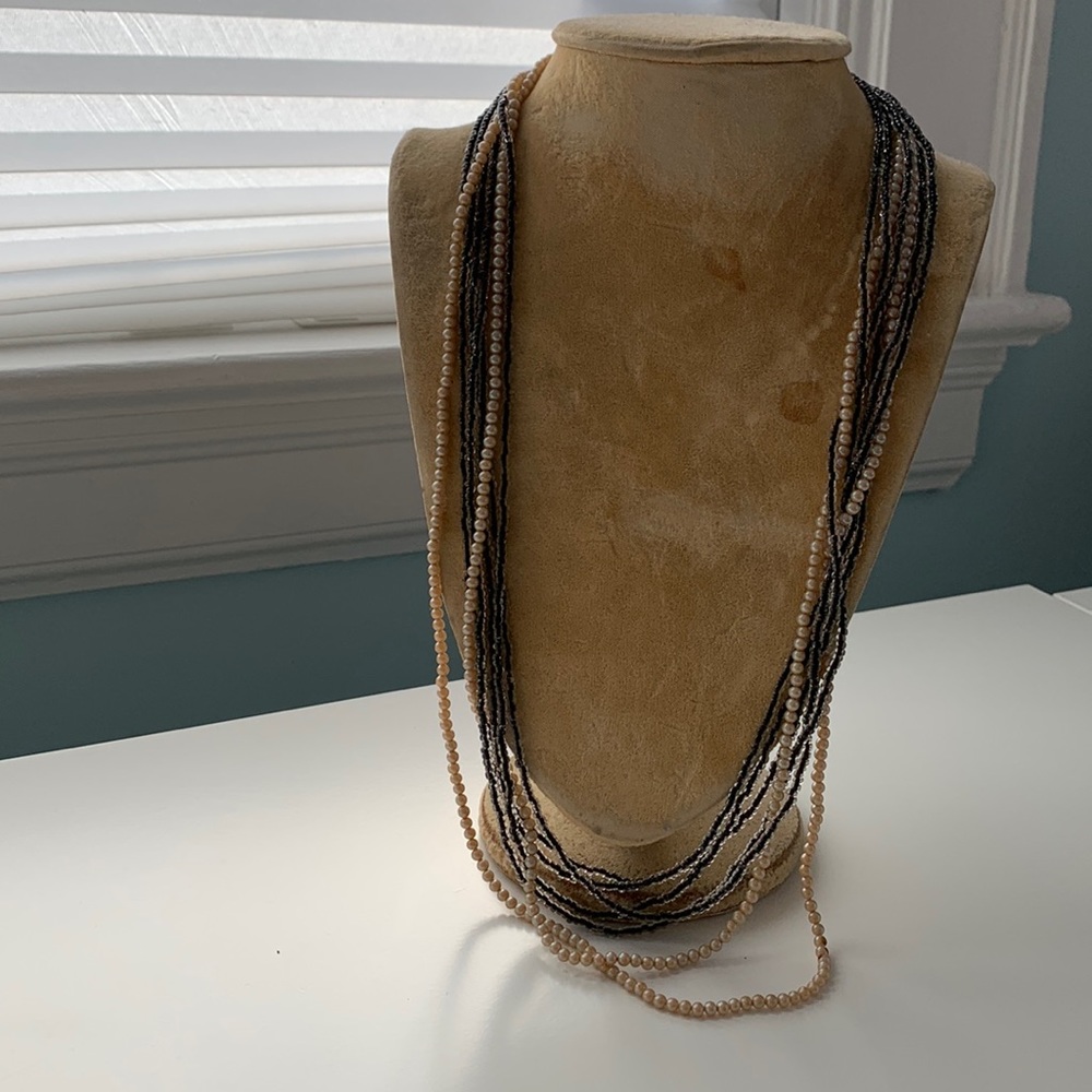 Vintage faux pearl and glass bead necklace